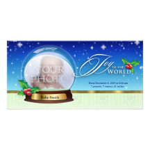 Joie à la naissance Annoucement Grn de globe de ne Cartes De Vœux Avec Photo