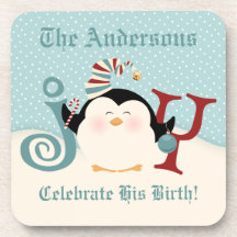 Joie de pingouin de Noël Dessous-de-verre
