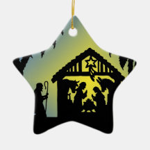 Joie de silhouette de nativité au monde ornements de noël
