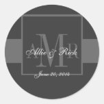 Joint élégant de mariage de monogramme du gris tro autocollants