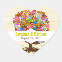 Joint en bois de mariage de couleurs de fleur de g autocollants
