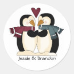 Joint mignon d'enveloppe de pingouins de mariage adhésif