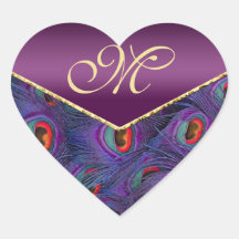 Joint pourpre d'enveloppe de monogramme de paon de autocollants