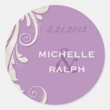 Joint pourpre violet lilas vintage de mariage de F Autocollants