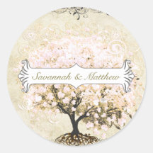 Joint rose de mariage d'arbre de feuille de coeur  autocollant