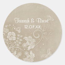 Joint vintage de mariage de dentelle de papillon - autocollants