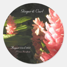Joints tropicaux d'enveloppe de fleurs de gingembr autocollants