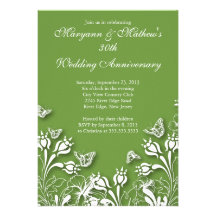 Joli anniversaire de mariage de jardin de papillon invitations personnalisées