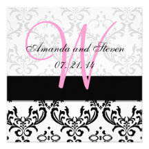 Joli faire-part de mariage de monogramme de rose d