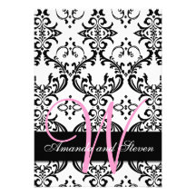 Joli faire-part de mariage de monogramme de rose d