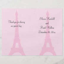 Joli programme de mariage de Paris Tract Personnalisé