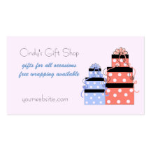Jolie boutique de cadeaux de paquets cartes de visite personnelles