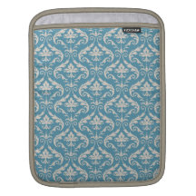 Jolie damassé bleue et bronzage vintage poches pour iPad