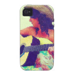 Jolie fille dans le chapeau de pays avec la guitar coques vibe iPhone 4
