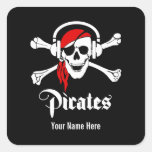 Jolly roger de pirate autocollants carrés