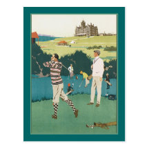 Jouer au golf au club carte postale