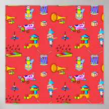 Jouets - tambours pourpres et klaxons d'or posters
