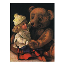 Jouets vintages de Noël, poupées et ours de nounou Carte Postale
