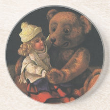 Jouets vintages de Noël, poupées et ours de nounou Dessous De Verre