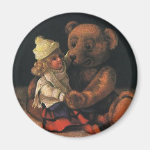 Jouets vintages de Noël, poupées et ours de nounou Aimant Pour Réfrigérateur
