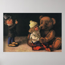 Jouets vintages de Noël, poupées et ours de nounou Posters