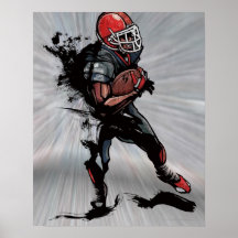 Joueur de football américain tenant le football posters