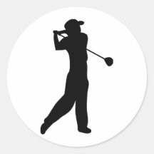 joueur de golf adhésif rond