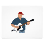 Joueur de guitare peignant SH bleu semi creux de R Photographie D’art