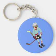 Joueur de hockey de singe de chaussette porte-clefs