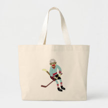 Joueur de hockey de singe de chaussette sacs fourre-tout