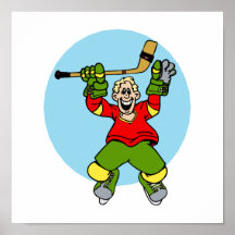 joueur de hockey excited affiche