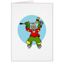 joueur de hockey excited cartes de vœux