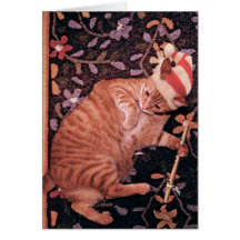 Joueur de pipeau de chat cartes de vœux