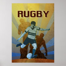 joueur de rugby donnant un coup de pied la boule posters