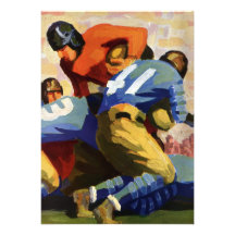 Joueurs de football vintages jouant un jeu d'unive carton d'invitation