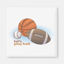 Jouons la boule : base-ball, basket-ball et footba magnets pour réfrigérateur