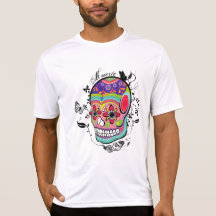 Jour artistique de crâne de Suagr de l'illustratio T-shirt