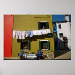 Jour de blanchisserie dans Burano II Affiche