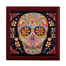 Jour de boîte-cadeau de crâne de sucre des morts coffret cadeau