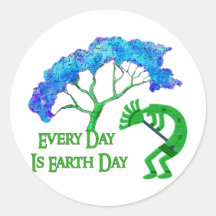 Jour de la terre Kokopelli Adhésifs Ronds