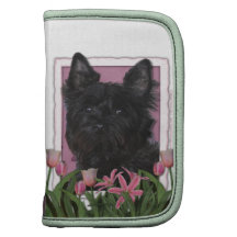 Jour de mères - tulipes roses - cairn Terrier - Ro Agenda Folio