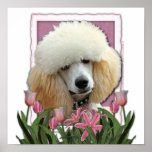 Jour de mères - tulipes roses - caniche - abricot affiches