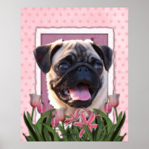 Jour de mères - tulipes roses - carlin poster