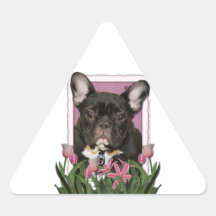 Jour de mères - tulipes roses - Frenchie - Teal Sticker En Triangle