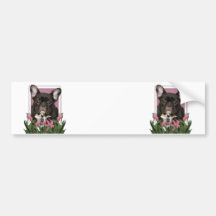 Jour de mères - tulipes roses - Frenchie - Teal Autocollant Pour Voiture