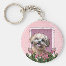 Jour de mères - tulipes roses - ShihPoo - Maggie Porte-clé