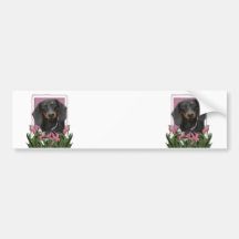 Jour de mères - tulipes roses - teckel - Winston Autocollant Pour Voiture