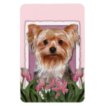 Jour de mères - tulipes roses - Yorkshire Terrier Magnet