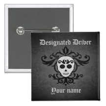 Jour gothique de Halloween de crâne de la damassé  Badges Avec Agrafe