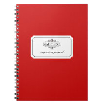 Journal fait sur commande noir rouge d'inspiration carnet à spirale